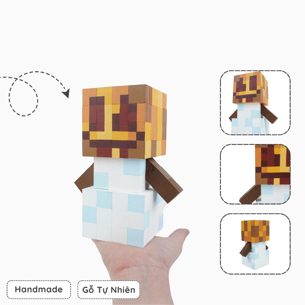 Handmade Wooden Snow Golem Model