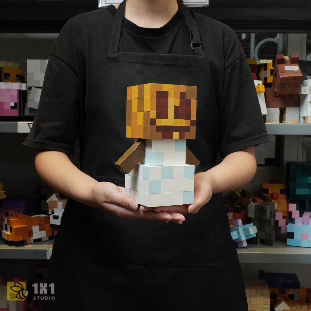 Handmade Wooden Snow Golem Model
