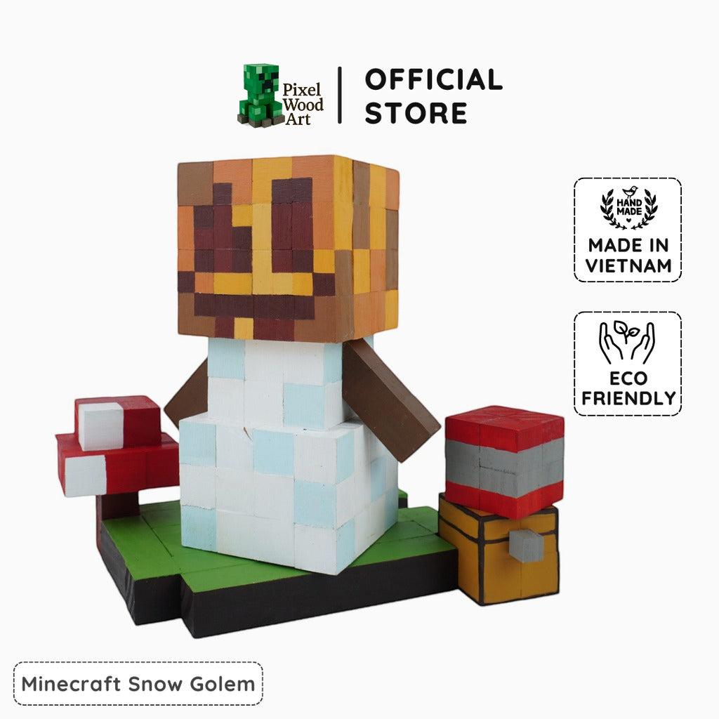 Handmade Wooden Snow Golem Model